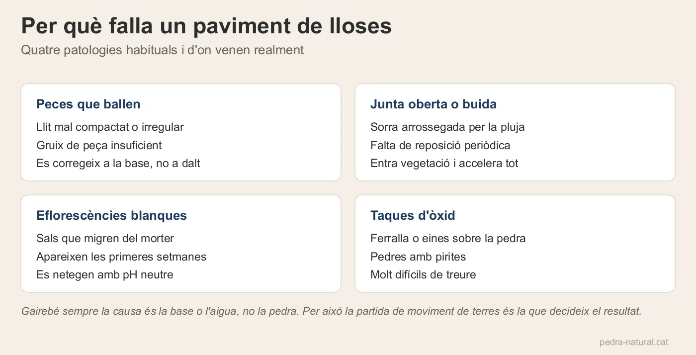 Quatre patologies típiques d'un paviment de lloses i la seva causa real